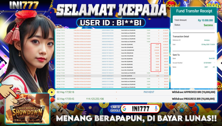 INI777 di Game Slot Wild Bounty Showdown RP.10.000.000 LUNAS bukti-46