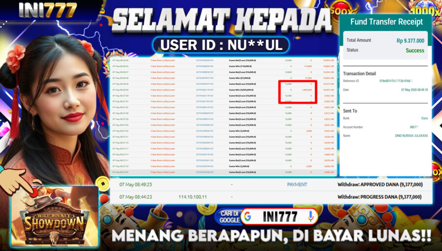 INI777 di Game Slot Wild Bounty Showdown RP.9.377.000 LUNAS bukti-51