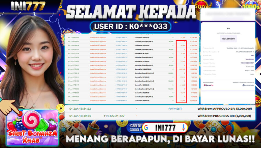 INI777 di Game Slot Sweet Bonanza Xmas RP.5.000.000 LUNAS bukti-69