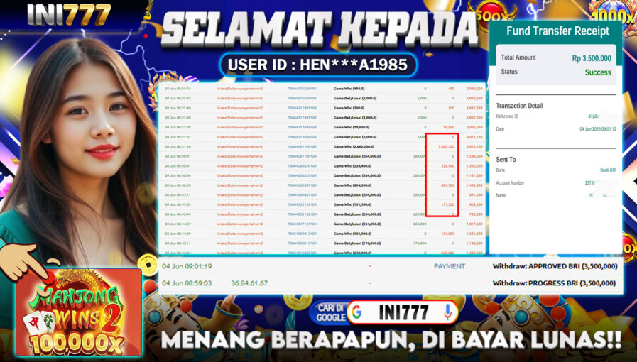 INI777 di Game Slot Mahjong Wins 2 RP.3.500.000 LUNAS bukti-70
