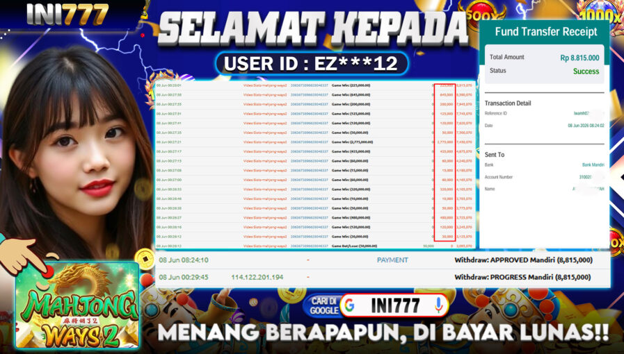 INI777 di Game Slot Mahjong Ways 2 RP.8.815.000 LUNAS bukti-75